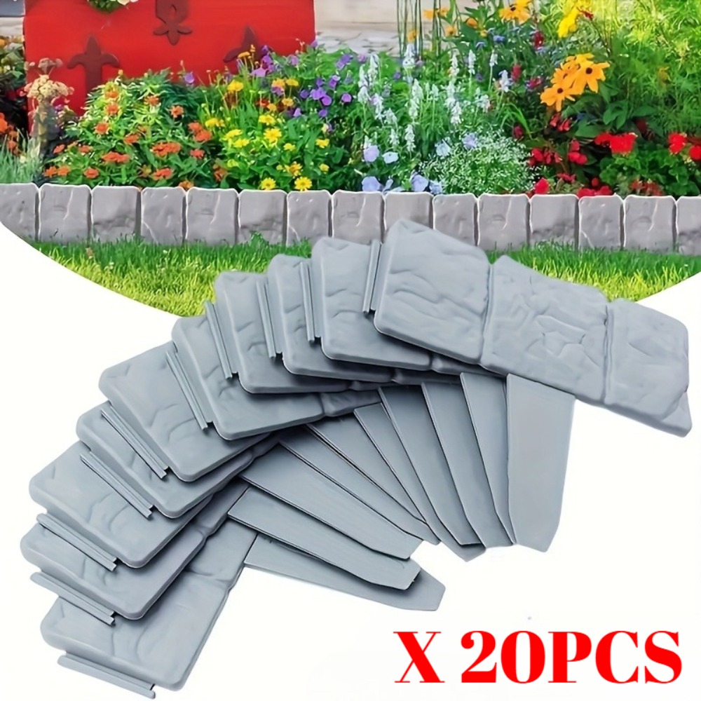 20PC 庭の風景境界フェンスプラスチックガーデンフェンス芝生デコラ屋外菜園フェンス装飾