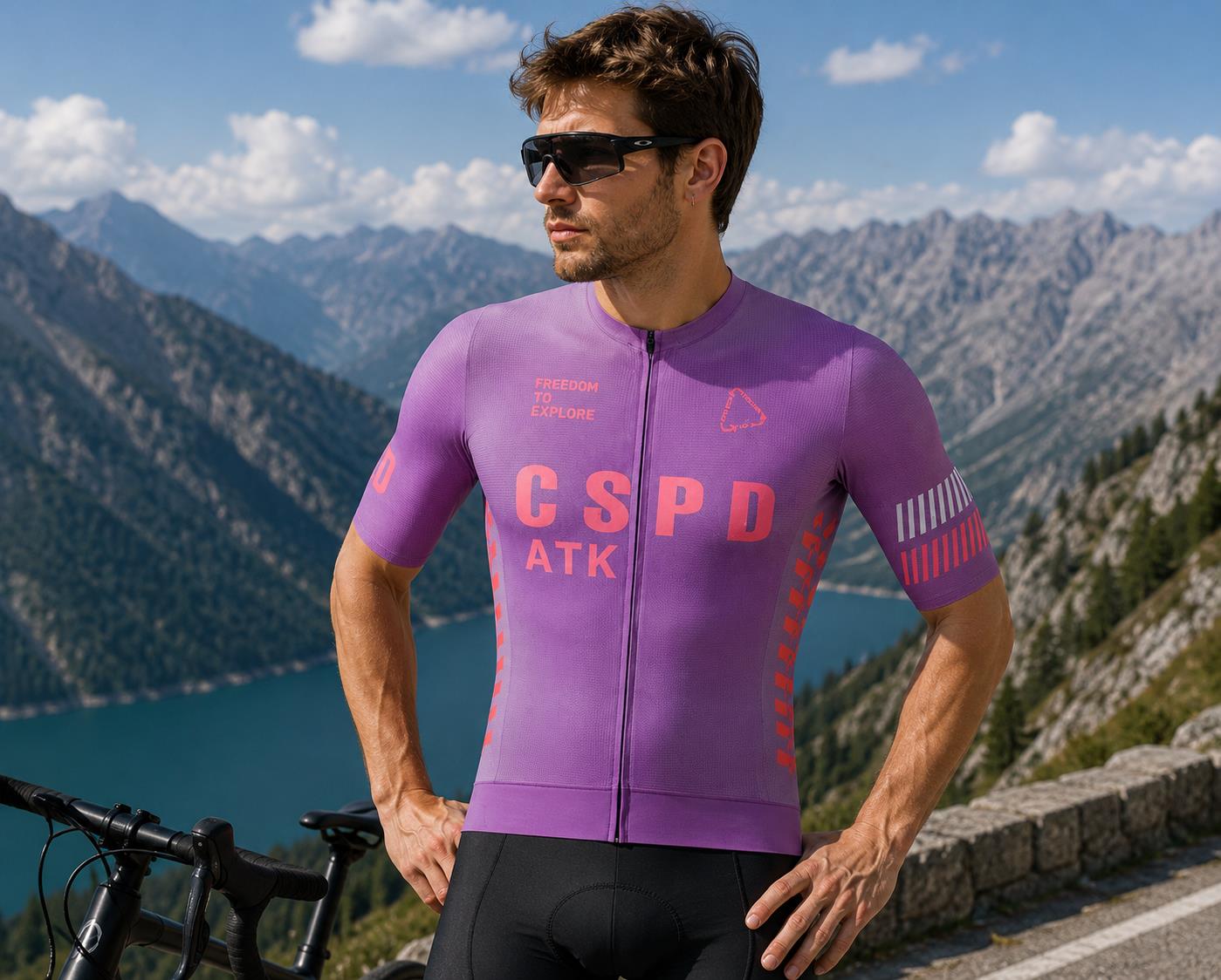 CSPD ATK メンズプロフェッショナルチームサイクリングシャツ夏高品質速乾性自転車スポーツシャツ日焼け止めサイクリングジャケット