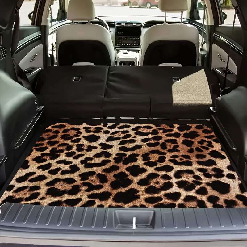 車用ユニバーサルトランクマットヒョウ柄の車のトランクライナーゴム製フットパッドとカラフルな花びらデザインのトランクマット車両カーペット