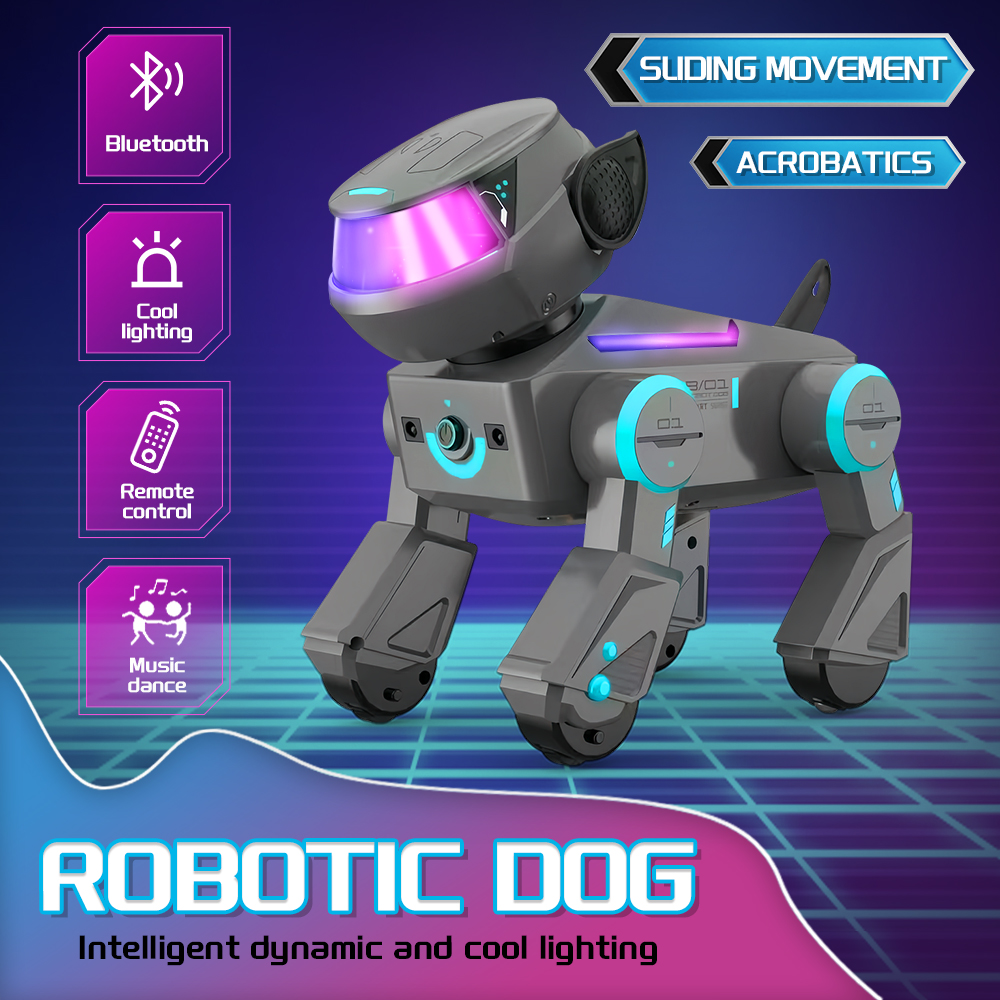 LEDインテリジェントリモコンロボット犬ローリング/音楽/特殊効果/ダンス電子犬のおもちゃ