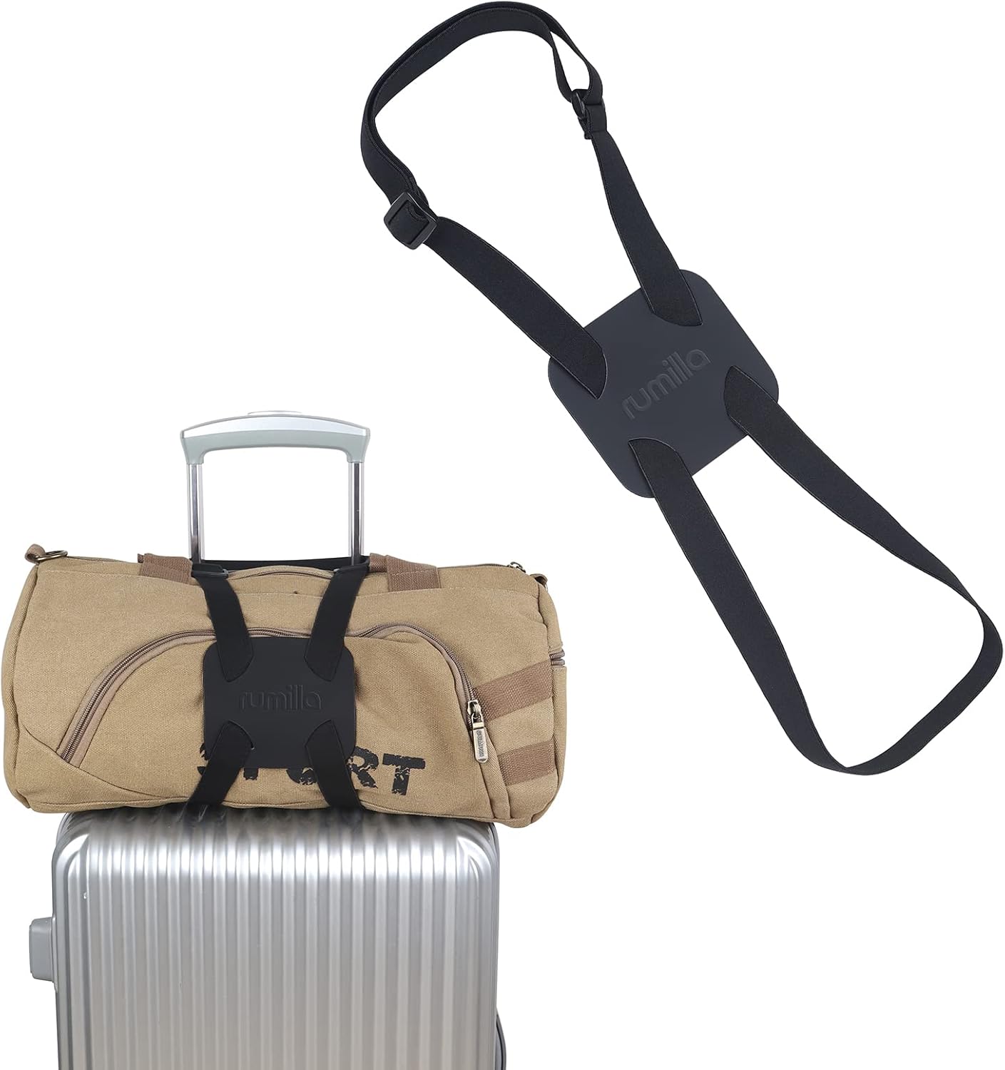 荷物ストラップバッグバンジー、荷物ストラップスーツケース調節可能なベルト、バッグを追加旅行に便利なスーツケース弾性ストラップベルト - (ブラック)