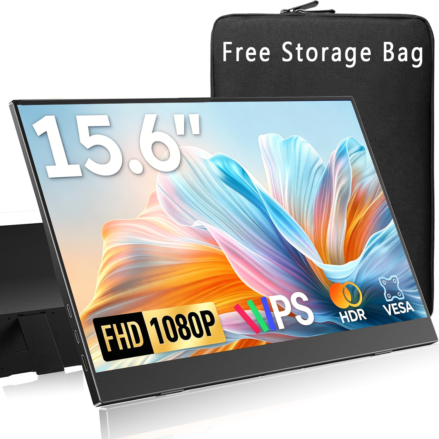 15.6 インチ 1920*1080P FHD ポータブルモニター 72%sRGB IPS 16:9 1000:1 Type-C ミニ HDMI 付きラップトップ電話 PS4/5 Mac XBox スイッチ