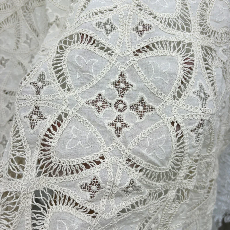 新しい純粋な綿水溶性レーザー刺繍レース綿服中空レーザー刺繍ドレス生地全幅テキスタイル DIY