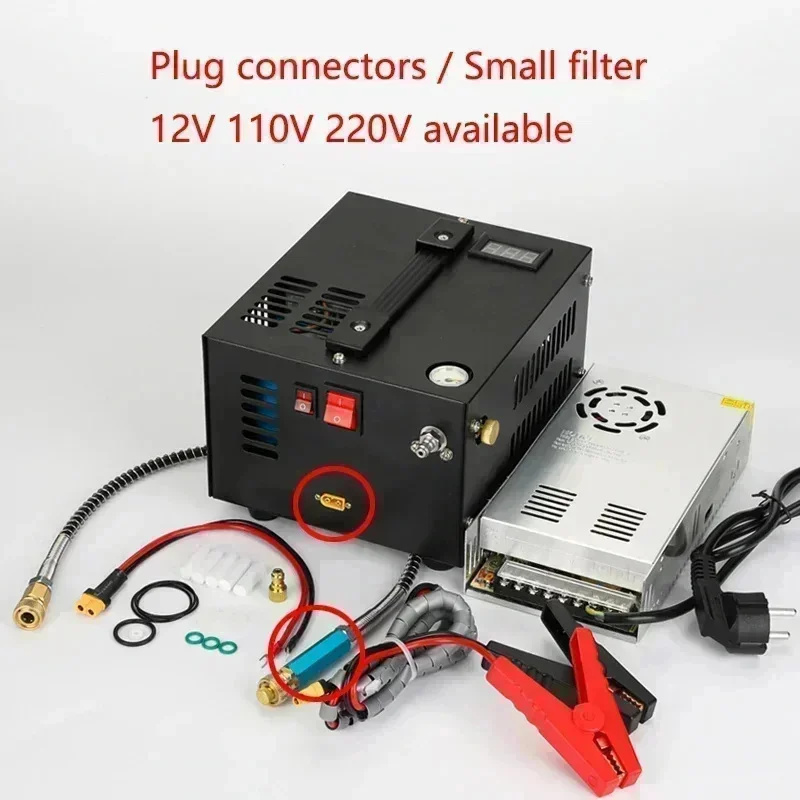 12V 110V 220V PCP ポンプ充填空気圧縮機 300bar 4500Psi 30Mpa 狩猟ダイビング空気車ポンプコンプレッサーオートバイタイヤ