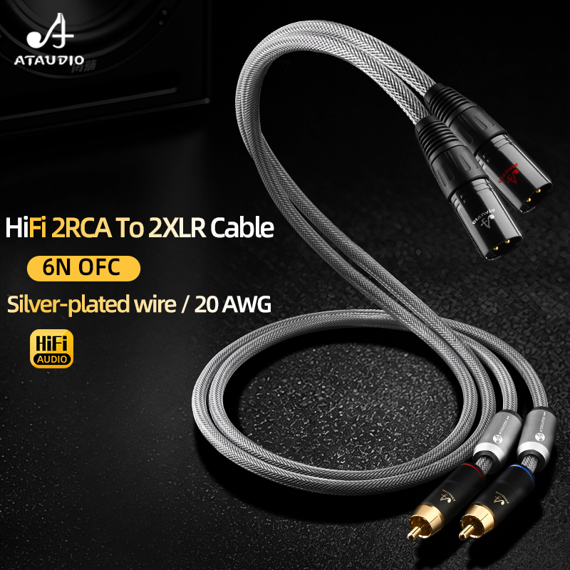 ハイエンド 1 ペア HiFi RCA から XLR バランスオーディオケーブル、アンプ DAC 用 2RCA オスから 2XLR オスとメスの相互接続ケーブル