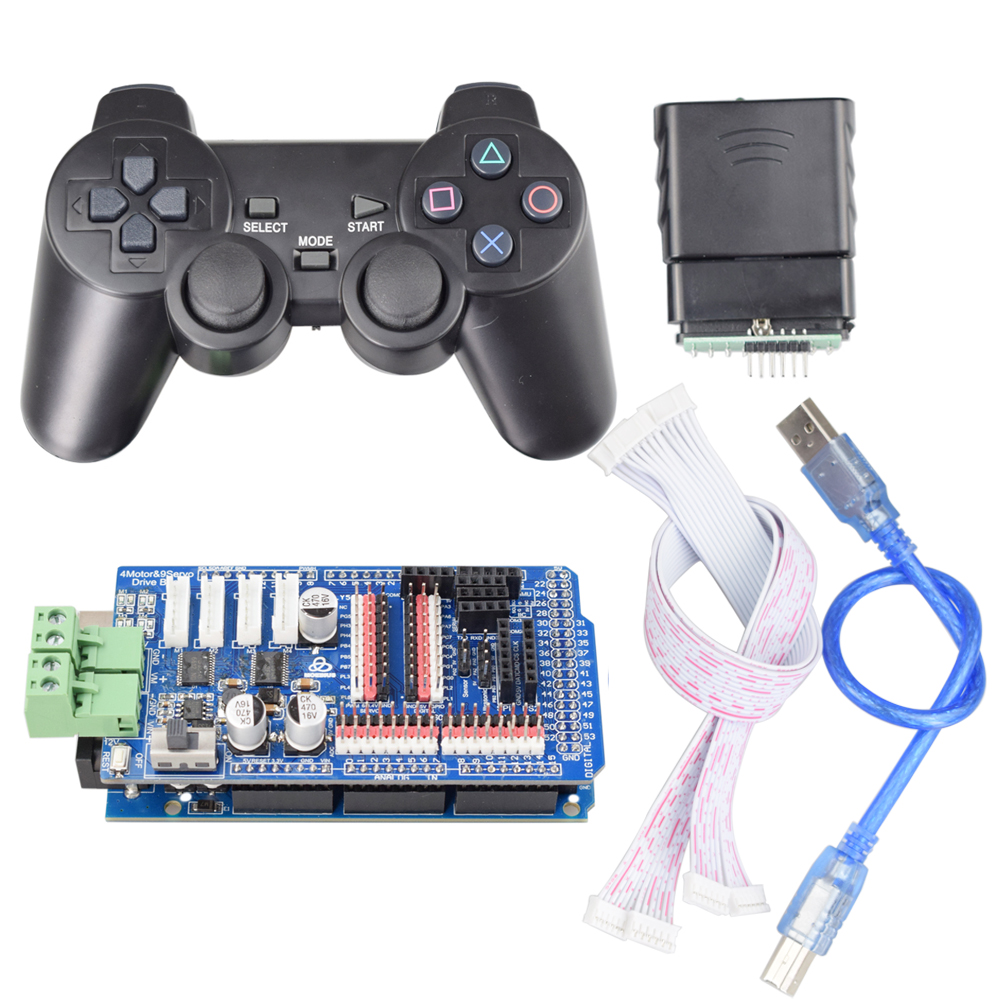 PS2 ジョイスティックリモコン Mega2560 ボード 4 チャンネルモーター 9 チャンネルサーボドライバーボード Arduino DIY メカナムホイールロボット用