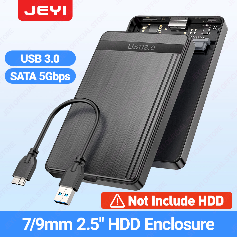 JEYI 2.5 SATA - USB 3.0 エンクロージャ、SSD/HDD 用 5Gbps 外付けハードドライブケース、工具不要のデザイン、ブラック UASP サポート (最大 4TB)