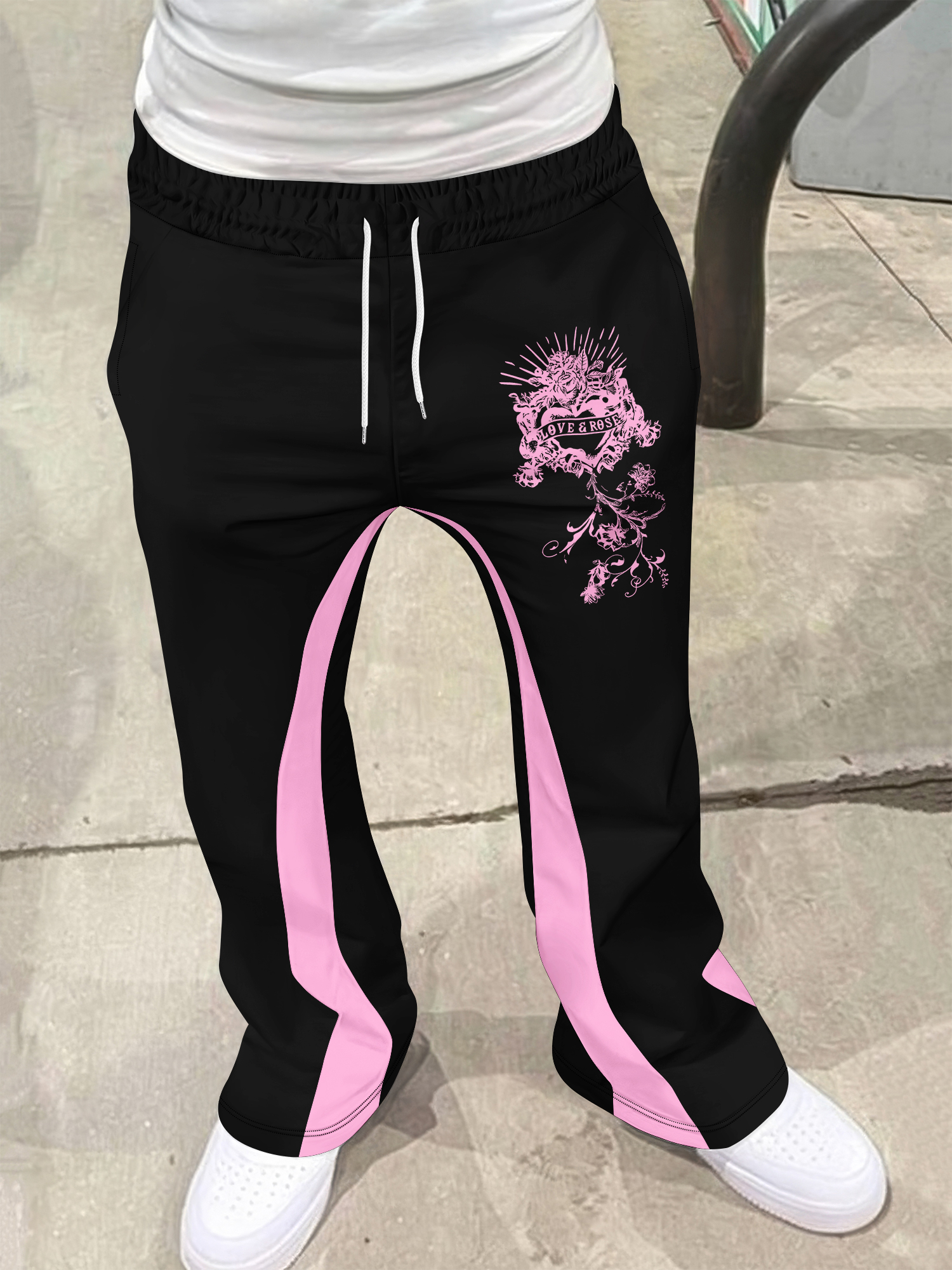 Y2k フレアパンツ男性ルーズ 3D プリントズボンカジュアルスウェットパンツミッドウエストスポーティな女性の服ストリートヒップホップヴィンテージパンツ