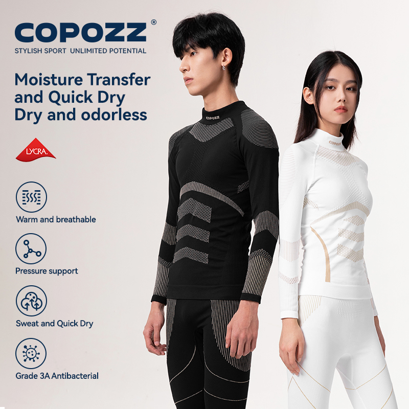 COPOZZ 新しいスキーサーマル下着セット固体男性女性スキー冬速乾性温度保持スリムライクラ生地大人のスーツ