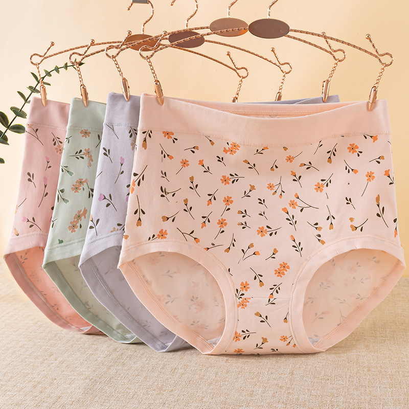 女性のパンティープリント下着ソフトコットン高層通気性ブリーフ女の子花パンツセクシーなランジェリーパンツ女性のための