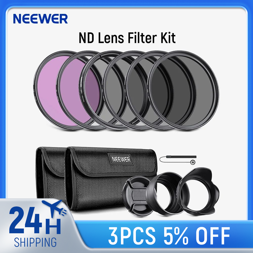 NEEWER レンズフィルターキット: UV、CPL、FLD、ND2、ND4、ND8、レンズフードおよびレンズキャップ Canon Nikon Sony Panasonic DSLR に対応