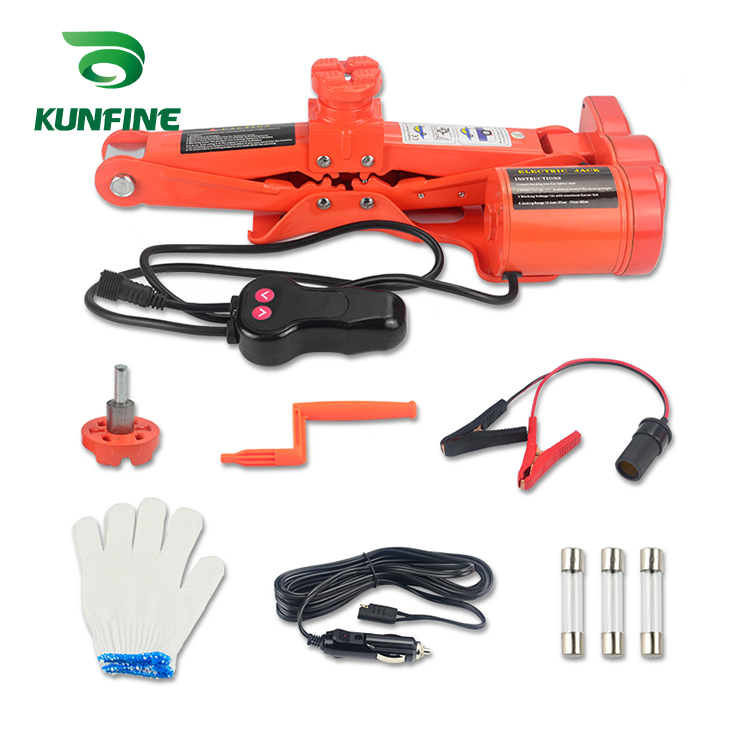 KUNFINE ポータブル 12V 120 ワットカージャック 5Ton 電気ジャッキオートリフトシザージャッキリフティング機構リフトジャッキムーティ機能