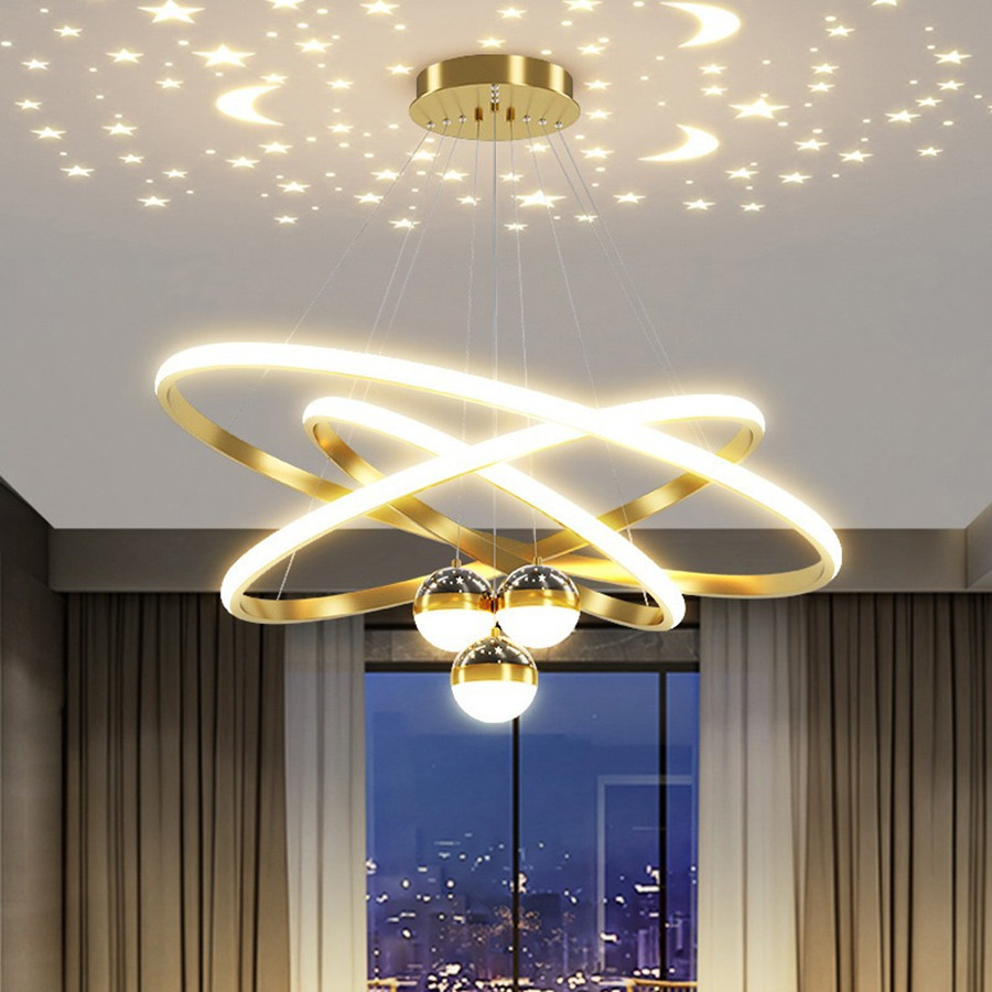 現代の LED ダイニングルームシャンデリアシンプルなリングシャンデリアリビングベッドルームライト家庭用屋内照明装飾ペンダントランプ