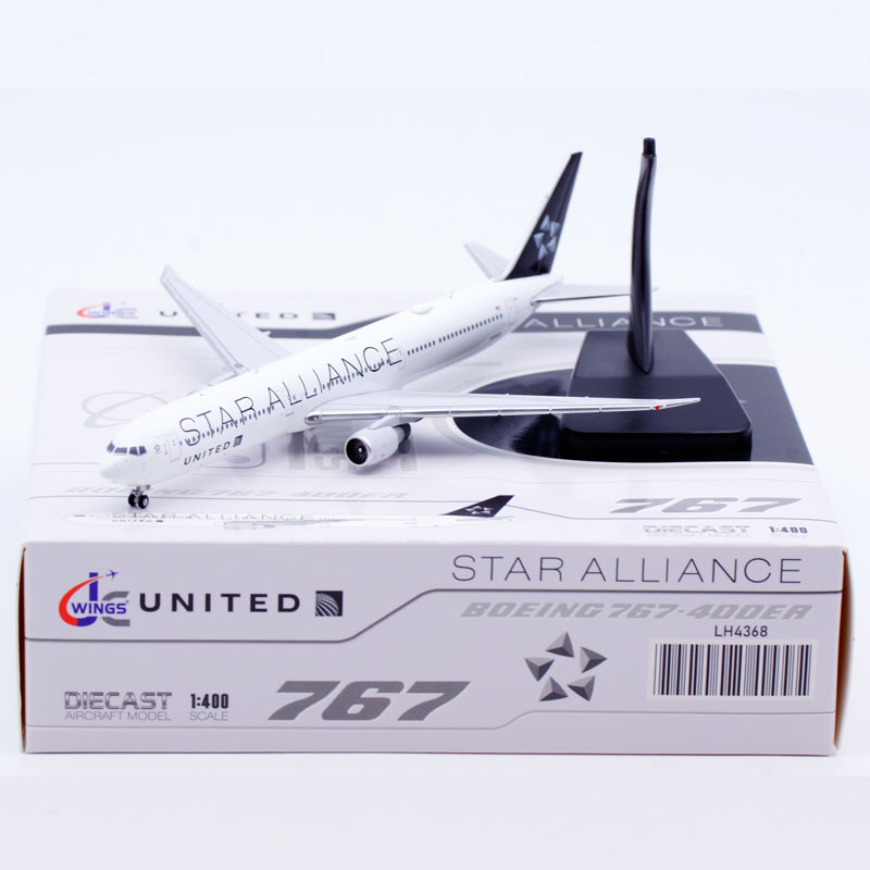 LH4368 合金コレクター飛行機ギフト JC ウィング 1:400 ユナイテッド航空「スターアライアンス」ボーイング 767-400ER ダイキャスト航空機モデル N76055