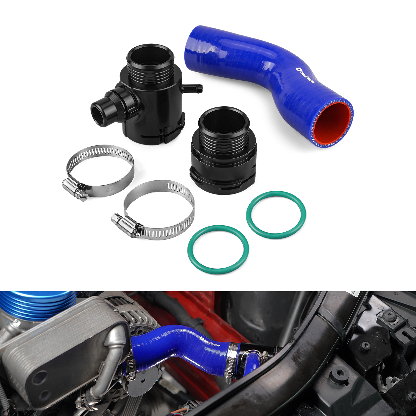 アッパーラジエーターホース修理キット BMW N52 E90 E91 E92 E93 323i 325i 328i 330i E82 E88 125i 128i 用、17127531579 と交換