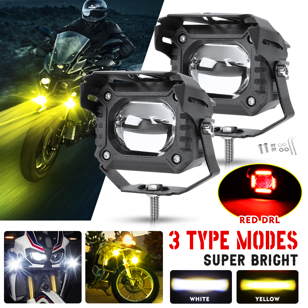 UNISHINE 自動 LED ワークライトバー 3 "レッド DRL 24000LM 3500K 6500K コンボビームスポットライトフォグランプ 12V 24V ATV SUV モト用