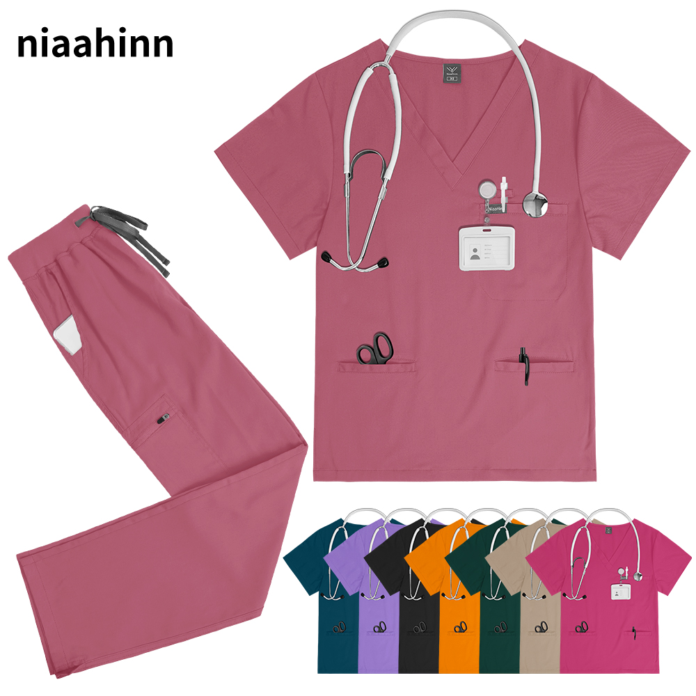 売れ筋手洗い服男性と女性ナース作業服病院看護スーツ美容院スパスタッフ作業服夏