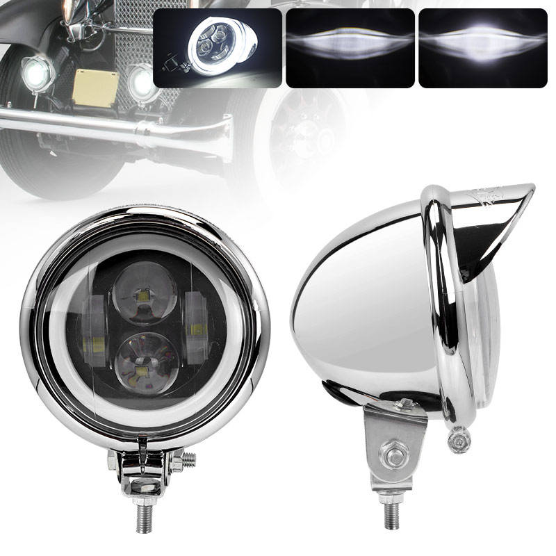 4.5 インチ白色 LED Hi/Lo ビーム DRL ヘッドライト運転フォグランプ交換 XL883 カフェレーサーボバークルーザーカスタムバイク