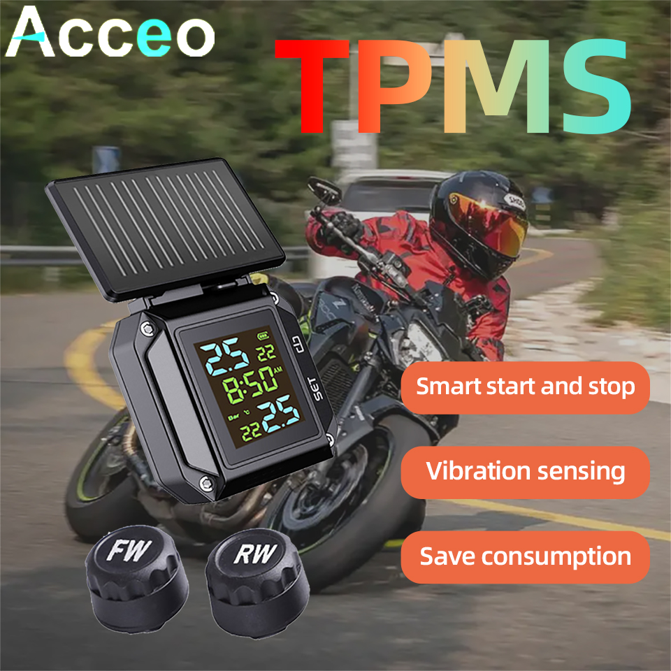 ソーラー USB 充電オートバイ TPMS ワイヤレスタイヤ空気圧監視システム 2 タイヤ空気圧安全警報