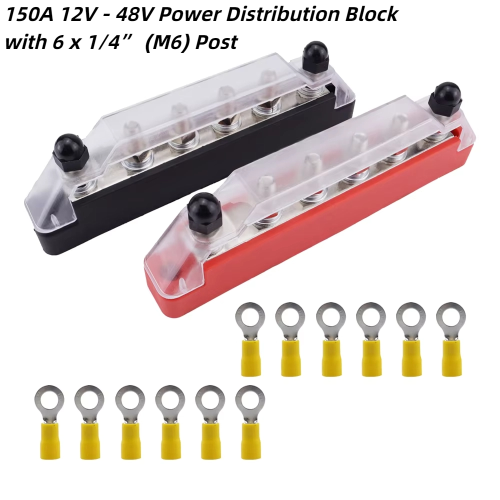150A 12V バスバーマリン 12V - 48V 配電ブロック (カバー付き)
