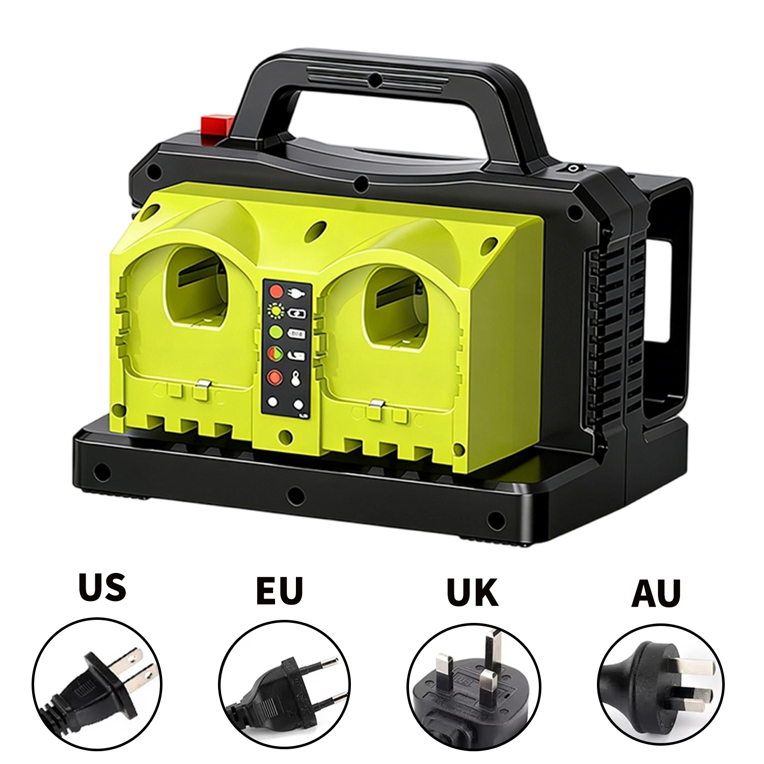 リョービ 18 V バッテリー用 2 ポート 500 W パワーインバーター、USB-C/USB-A 付き 18 V DC から 120 V AC コンバーター キャンプ 旅行 アウトドア用