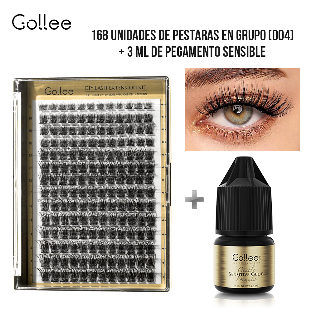 Gollee 3 ミリリットルつけまつげエクステンション接着剤シール DIY クラスター接着剤自己グラフティングまつげ 280 個つけまつげ接着剤セット家庭用メイク