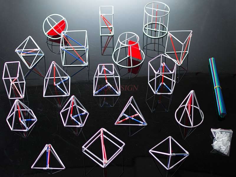 3次元幾何学デモンストレーションモデル、数学教育補助教材、体積・表面積の二重用途教師用ツール（学校向け）