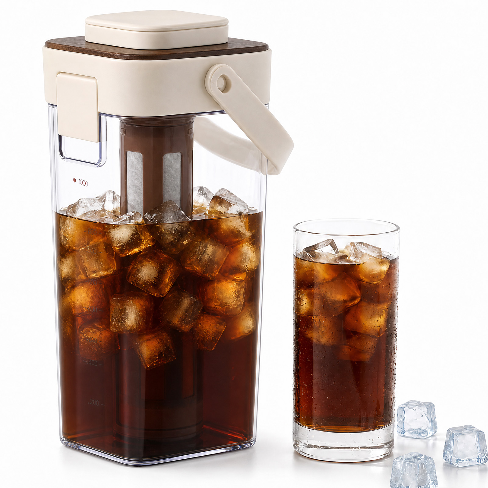 34オンス大容量水出しコーヒーメーカー多目的アイスティー飲料醸造ピッチャー家庭用屋外用取り外し可能な構造