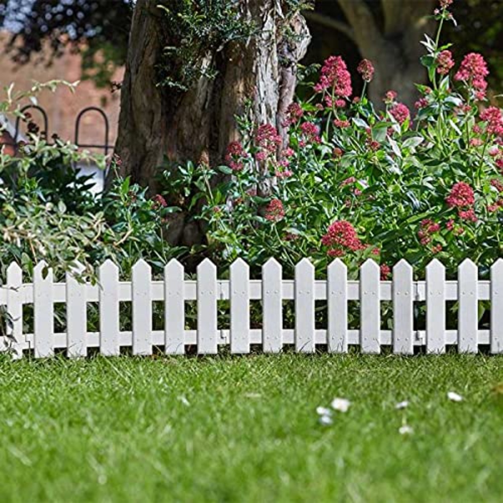 5 個ガーデンフェンス白ピケットフェンスパネル 20 × 40 センチメートルガーデンボーダーエッジング草芝生花壇植物ボーダー屋内屋外