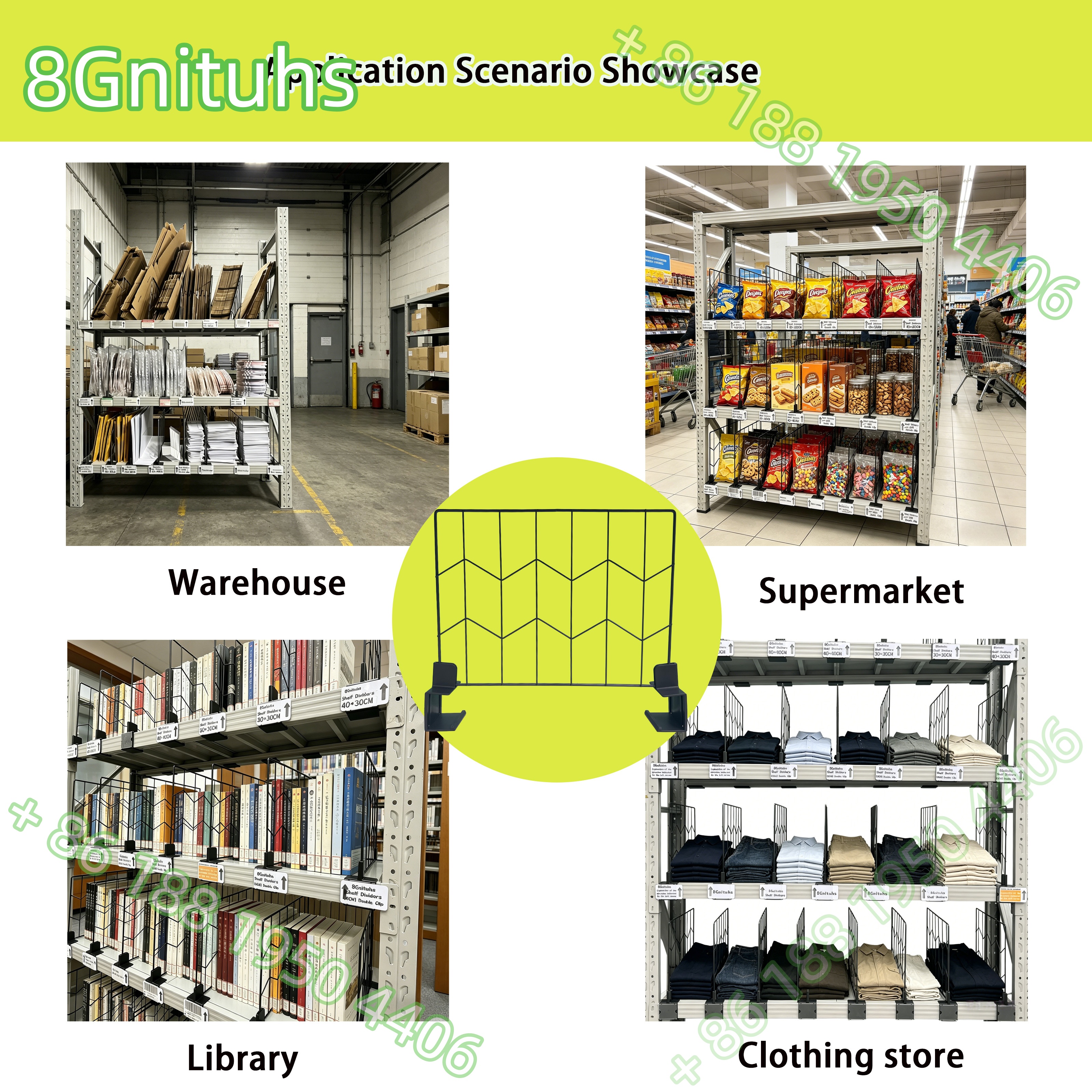 Iron Net Shelf divider With Sticker Board for Warehouse，Labels for Shelves，Paper Separators for Craft Room，Warehouse Shelf