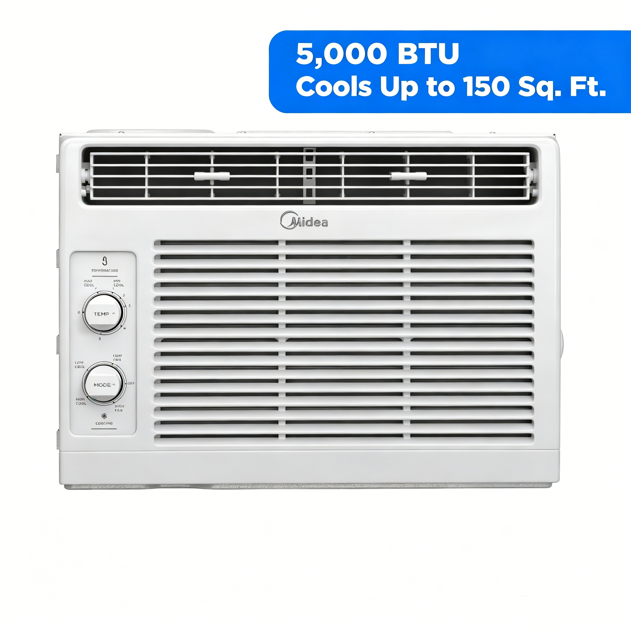Midea 5000 BTU ウィンドウエアコン 新品同様の AC ユニット 静か 省エネ コンパクト 機械式ウィンドウ AC 寝室 オフィス用 150 平方フィート 小型部屋冷却 再利用可能なフィルター付き 簡単 DIY セットアップ ホワイト 夏