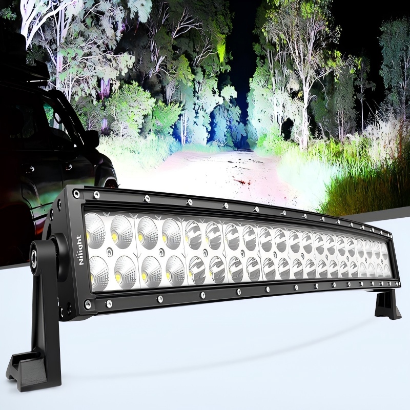 Nilight 22インチ 120W 曲面 LED ライトバー スポットフラッドコンボ ドライビングワークランプ オフロードライト トラック SUV ATV ボートピックアップ用