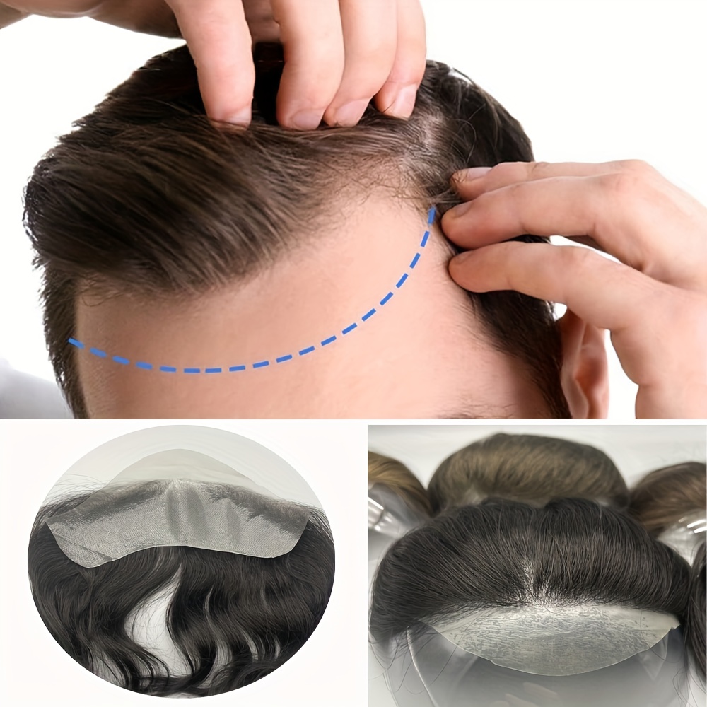 Hotsale 100% 人毛ピース男性トッパー V ループ超薄皮 PU フロントライン額システムかつらパッチかつら男性のための