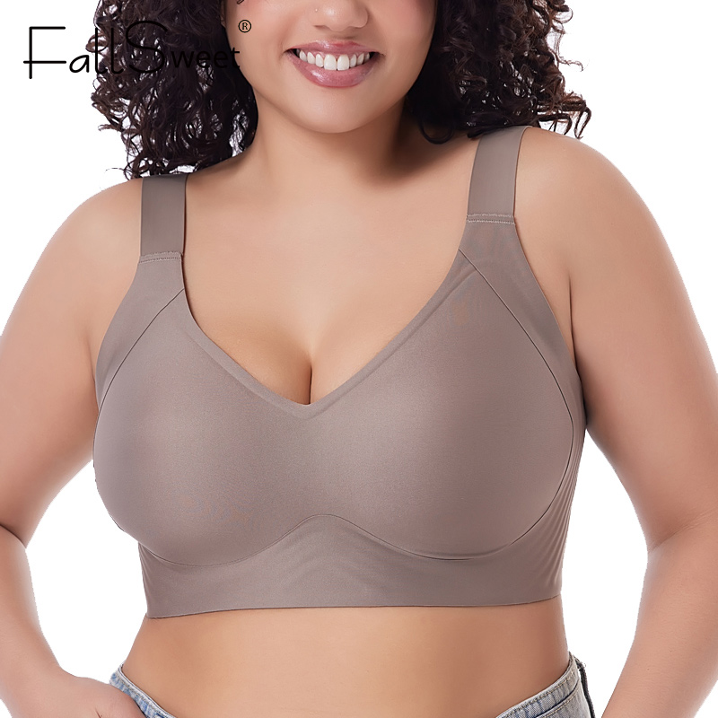 FallSweet プッシュアップブラジャー女性のためのシームレスなプラスサイズのブラジャー薄型カップワイヤレス Bralette セクシーなブラジャーファム M-6XL
