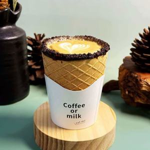 卸売用コーヒーカップ型サクサクワッフルコーン、使い捨てプレーンビスケットカップ。タピオカミルクティー、ソフトクリーム、デザート、ケーキなどに最適です。