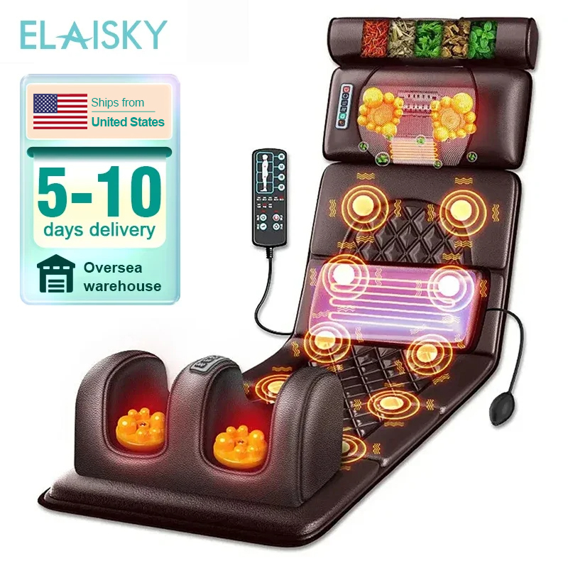 アメリカから電気マッサージマットレス振動加熱赤外線マッサージクッション首背中足全身痛みストレスリリーフ