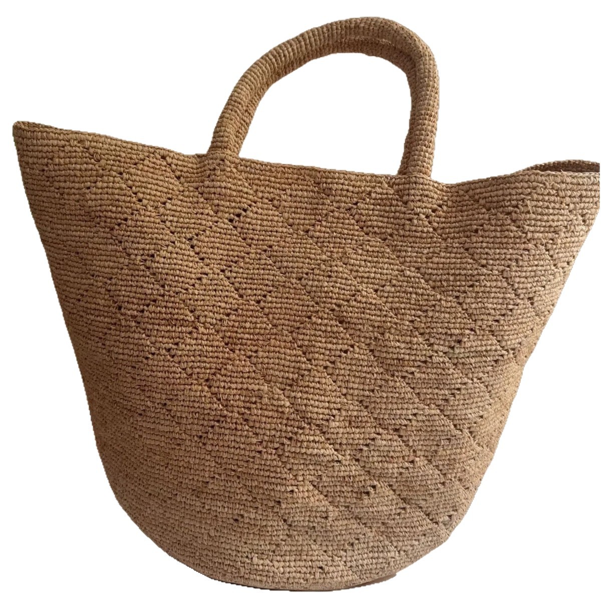 2026 New Summer Women Raffia Hand Crochet Tote Bag Fashion Simple Shoulder Bag Seaside Vacation Handbag