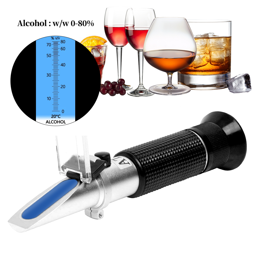 ハンドヘルドアルコール屈折計 0-80% アルコール含有量テスタースピリッツ家庭用酒醸造アルコール濃度検出器