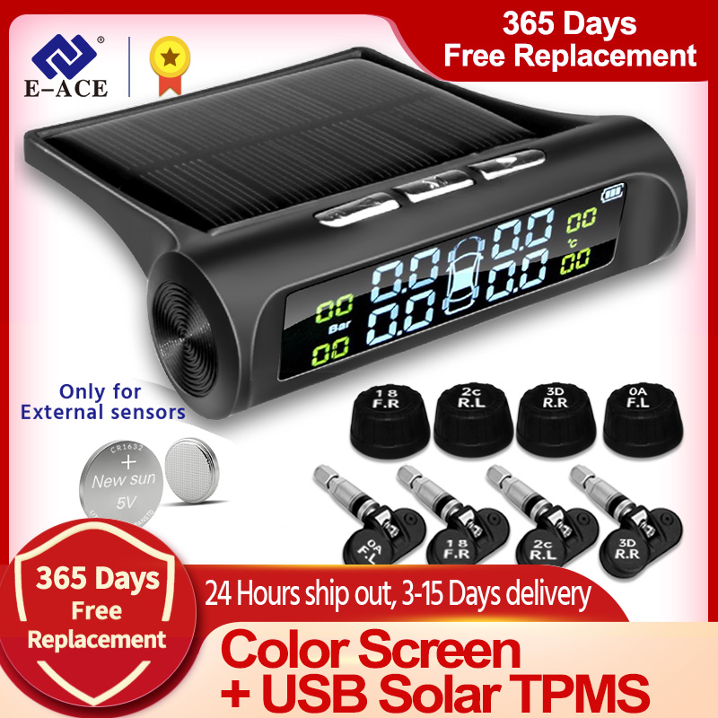 E-ACE 太陽光発電 TPMS 車のタイヤ空気圧警報モニターシステム自動車セキュリティ警報システムタイヤ空気圧温度警告