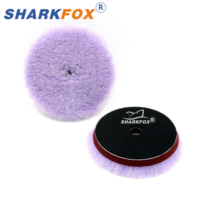Sharkfox 5 ピース/ロット 5/6 インチウール研磨パッド高密度子羊ウールポリッシュバフパッドカーポリッシャーバフワックスがけ