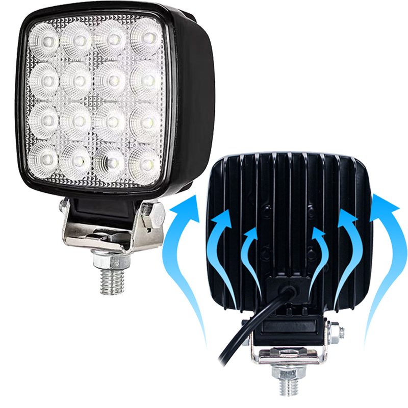1PC 正方形 LED オフロードライト 12V 24V 48 ワットフラッド Led ワークライトトラクター掘削機トラック ATV UTV グレーダークローラードーザーローダー用