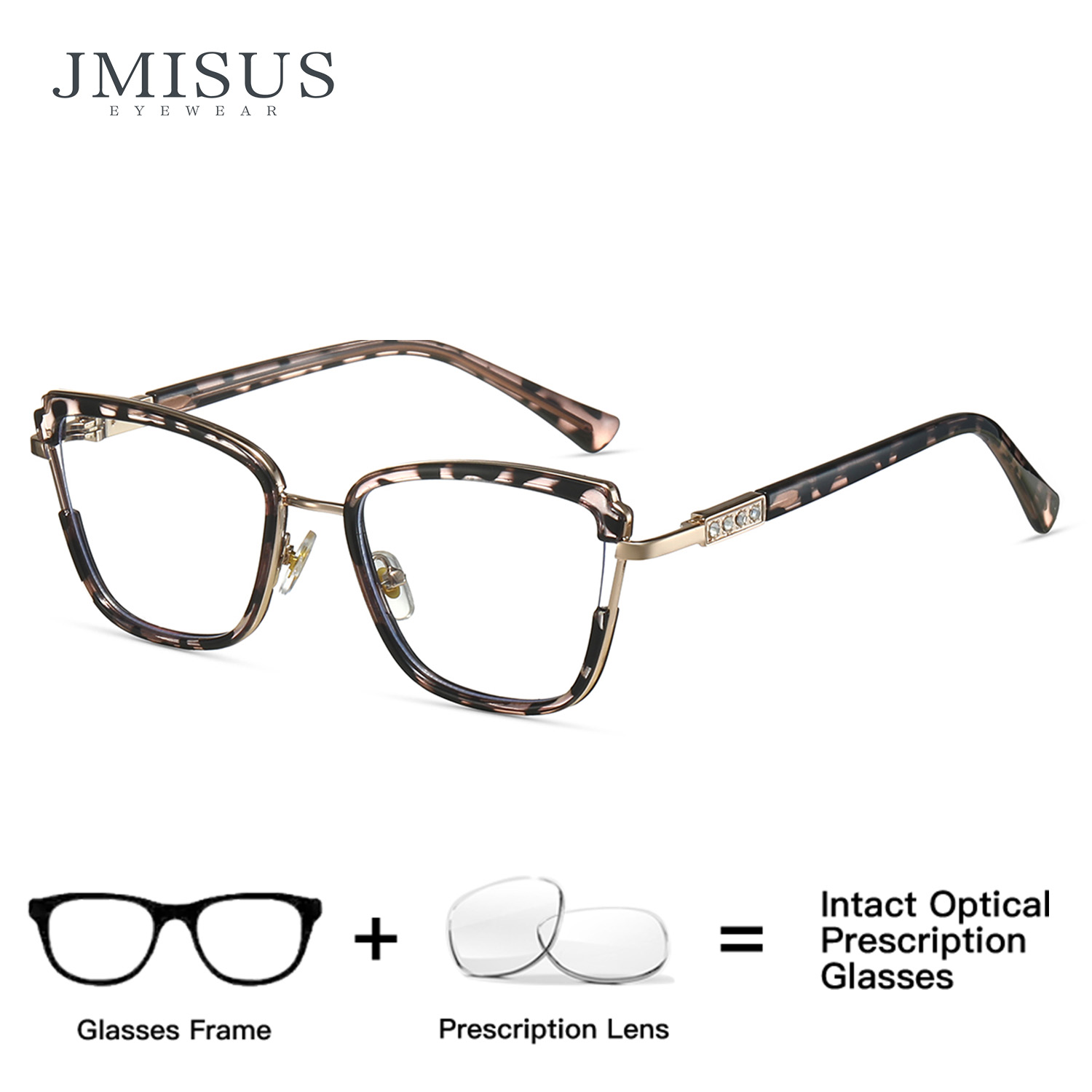 JMISUS 女性ファッションスクエアプログレッシブメガネ金属合金抗ブルーレイバタフライ多焦点処方眼鏡