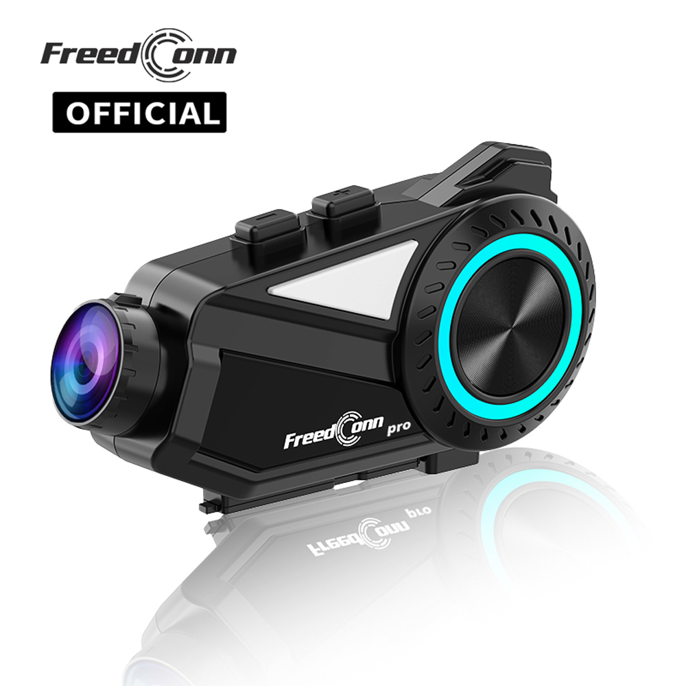 Freedconn Motorcycle Helmet Headset Group Intercom Auto DVR WiFi App 1440P Motorbike Music Share Motor Dash Cam