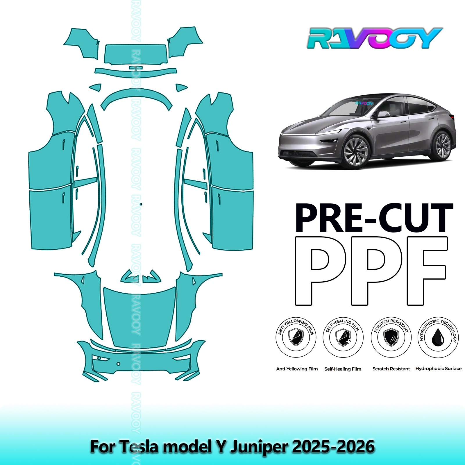 車のプレカットペイント保護フィルムフル車両アンチスクラッチ外装 TPU PPF テスラモデル Y ジュニパー 2025-2026