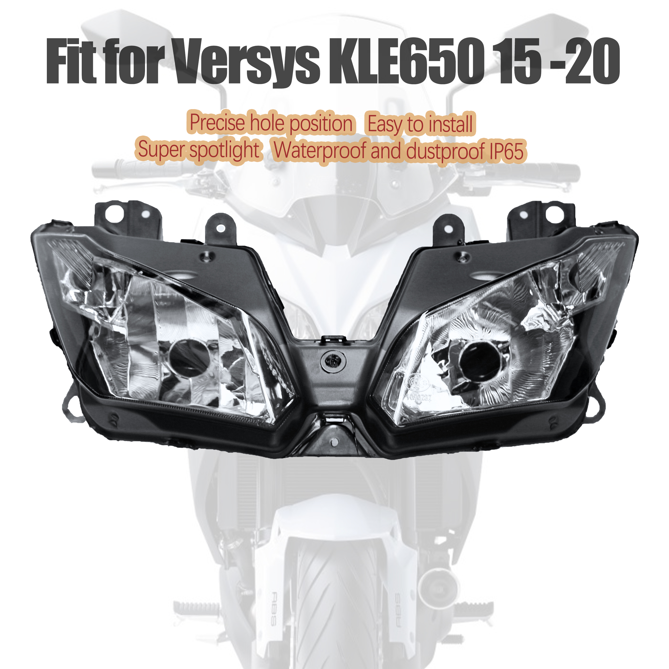 2015 - 2021 Kawasaki Versys 650 KLE650 ヘッドライトアセンブリヘッドランプライト KLE 650 KLZ1000 Versys 1000 2016 2017 2018 に適合。