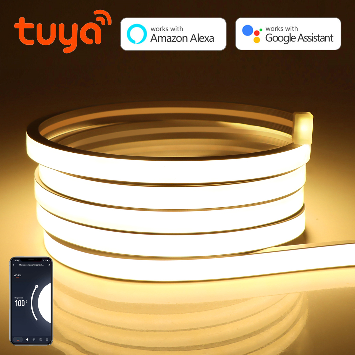 Tuya スマートホーム WiFi ワイヤレスコントロール LED ネオンストリップライト DC5V USB USB 防水柔軟なテープサポート Alexa Echo Google Home