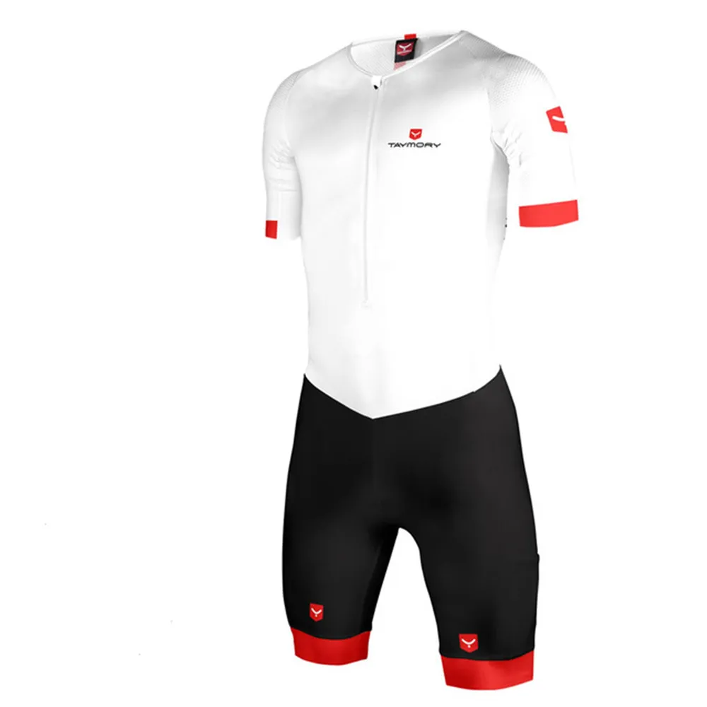Taymory プロ トライアスロン レーシング スーツ メンズ ディスタンス ジャンプスーツ カスタム トライスーツ LD エアロスキン ホワイト サイクリング/ランニング/水泳 衣類キット