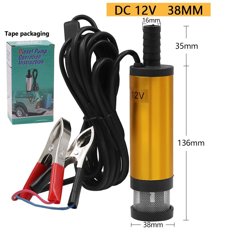 12V/24V DC ミニポータブル電動水中ポンプ - 12L/分、アルミニウム合金シェル、燃料/ディーゼル/オイル/水移送