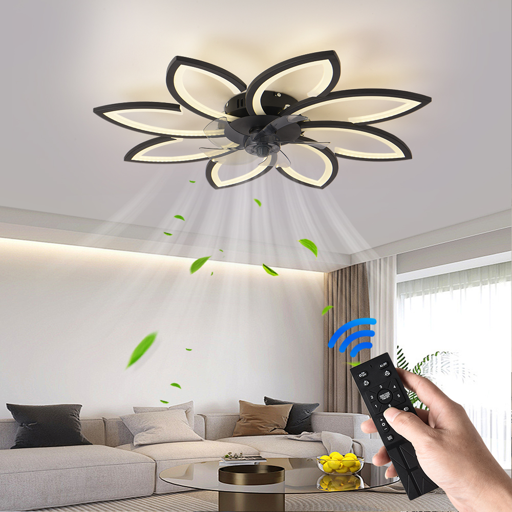 花びら LED シーリングランプ天井ファンライト寝室のダイニングテーブルファンランプ換気扇リモコン照明器具