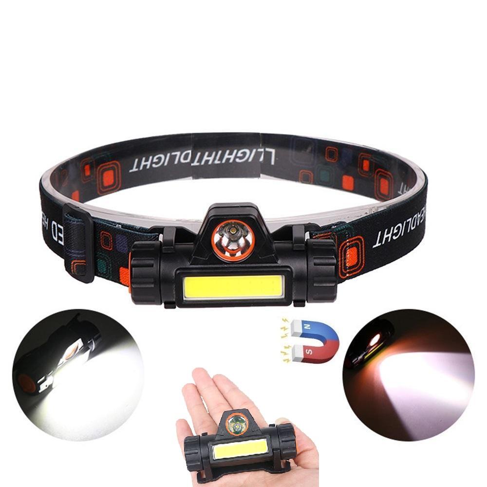 防水キャンプミニ Led ヘッドトーチヘッドランプ赤 White18650 USB 充電式 LED Xpe Cob 磁気ヘッドランプ